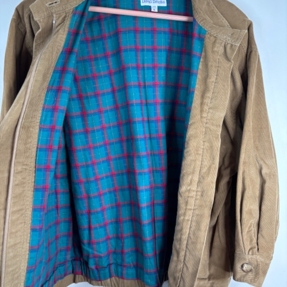 VTG 90s David Brooks Corduroy Bomber Jacket 6 Flannel Lined Harrington Old Money - Picture 2 of 12